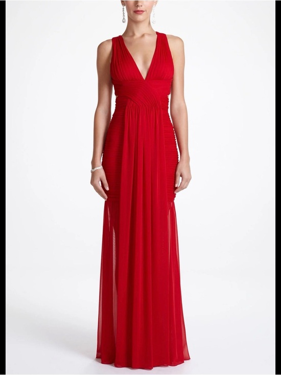 Adrianna Papell Dresses & Skirts - Adrianna Papell Red V-Neck Pleated Maxi Gown